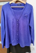 Sweter sweterek bluzka szafirowa z aplikacją rozmiar L / XL. 
