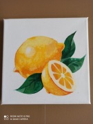 Obraz 20x20 malowany ręcznie Cytryna
