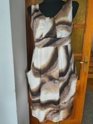 Kremowa brązowa sukienka we wzory mazaje Orsay