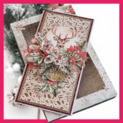 Kartka bożonarodzeniowa Jelonek z bałwankiem zapraszają do magicznego czasu