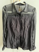 Koszula damska bluzka lejąca szyfonowa czarna REPORTER r. 34 XS