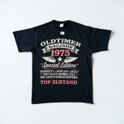 Port & Company t-shirt męski czarny oldtimer 1975 rozmiar L nowy nadruk