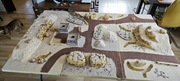 Bolt action teren plansza stół pustynia, 3 laski, 2 domki wzgórza, koryta 