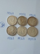 Nr.3A Monety srebrne 5 Marek - 6 szt. III Rzesza