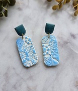 Wiszące prostokątne kolczyki z wzorem płytek z gliny polimerowej 