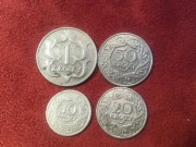 Polska  zestaw 1zł 50gr 20gr 10gr  1923 1929r