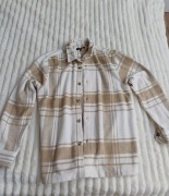 Kurtka koszulowa w krate biały beż