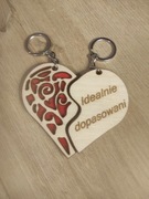 Brelok dwustronny serce z grawerem walentynki