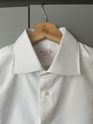 Slim Fit Evening Bib Front Dobby Stripe Shirt biała koszula