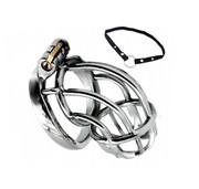 Stalowy pas cnoty Chastity cock cage klatka na penisa + Pasek oring 45mm