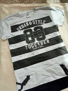 Bluzka t-shirt biała w czarne paski 152 na 158