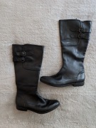 Czarne eleganckie skórzane buty kozaki oficerki Born 37 skóra naturalna