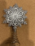 Szpic gwiazda srebrny sprężyna brokatowy