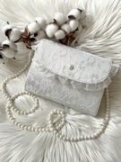 Piękna retro torebka z falbanką i perłami NOWA