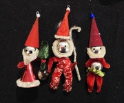 Bombki pajacyki PRL 3 szt  retro ozdoby choinkowe zabawki pajace