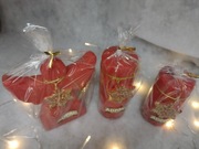 Świece bożonarodzeniowe Adpal zestaw szare welurowe dwa pieńki i anioł