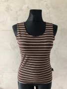 Brązowa bluzka top bokserka na ramiączkach w paski