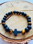 Bransoletka męska wyjątkowa z kamieni i ceramiki na prezent amulet