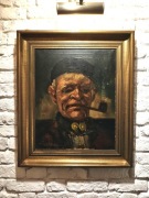 Olej na płótnie – duży, sygnowany portret mężczyzny z fajką  67 57 cm