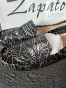 Czarno-srebrne mokasyny buty skórzane zapato rozmiar 41