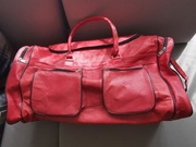 DUŻA TORBA PODRÓŻNA CZERWONA SKÓRA NATURALNA WIELBŁĄDZIA
