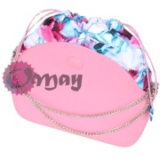 Różowy organizer worek do Obag MOON LIGHT kwiaty niebieskie komin OMAY