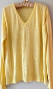 żółty cienki sweter pulower w serek r.XL/XXL na wysoką