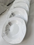 Talerze głębokie komplet talerzy porcelanowych srebrne brzegi 6 sztuk