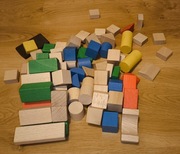 drewniane klocki + pudełko na klocki pudło lego
