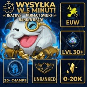 League of Legends LoL RANK READY 20 Champ UNRANKED Smurf Konto EUW INACTIVE