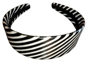 Szeroka Opaska do włosów z eko skóry zebra 