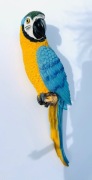 Nowa Kolorowa papuga żeliwna figurka na ścianę 31 cm