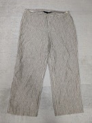 Beżowe brązowe szerokie spodnie lniane kuloty w pasy paski Boden 14 L 40