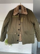 Zadig&Voltaire ciepła kurtka khaki wojskowa z futerkiem futro haft Love Now