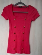 Nowa bluzeczka prążek firmy Veso złote guziki pagony r. uni XS - L fuksja