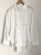 Biała haftowana koszula Mango ażurowa hafty oversize luźna 