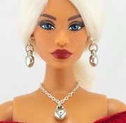 Zestaw biżuterii dla lalek Barbie srebrne serca