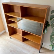 Duńska witryna Domino Møbler z teku, podświetlana, lata 60., Danish Modern