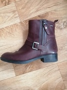 Botki damskie bordowe skórzane 