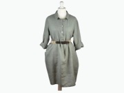 Néctar Clothing Sukienka 100% Len Khaki Tunika Oversize 42 44 L XL