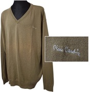 *III MĘSKI SWETER PIERRE CARDIN 6XL JASNY KHAKI 100% BAWEŁNA 