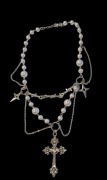 Naszyjnik Gothic Y2K Perły Krzyż Gwiazdy Grunge Alt Coquette