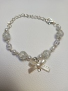 Bransoletka kokarda coquette y2k lolita kawaii urocze handmade biała 