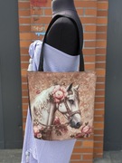 Torba na ramię z koniem, biały koń jeździectwo 37x37cm wodoodporna lekka