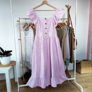 Sukienka 44 XXL długa rozkloszowana w paski falbanki lato letnia hiszpanka