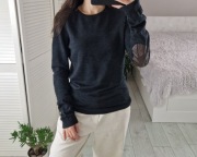 Samsoe samsoe granatowy żakardowy sweter 100% merceryzowana wełna M