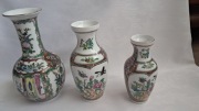 3 wazony z chińskiej porcelany, ręcznie malowane