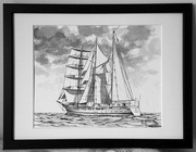 Obraz ORP Iskra 30x40 okno 24x30 narysowany Oferuje autor Jerzy Okoń