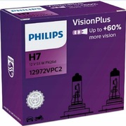 Żarówka H7 philips 2szt visionplus +60% zestaw żarówki samochód motocykl