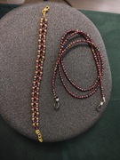 Piękny zestaw granat Kamień sznurek do okularów i bransoletka rękodzieło 